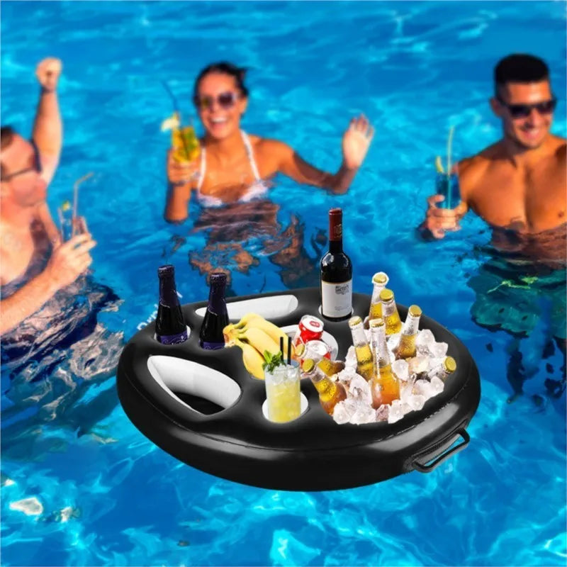 Summer Sea Bucket Cup Holder Inflatable Pool Beach Swimming Play Family Party Float Beer Drink Tray Cooler Table Toy Accessories