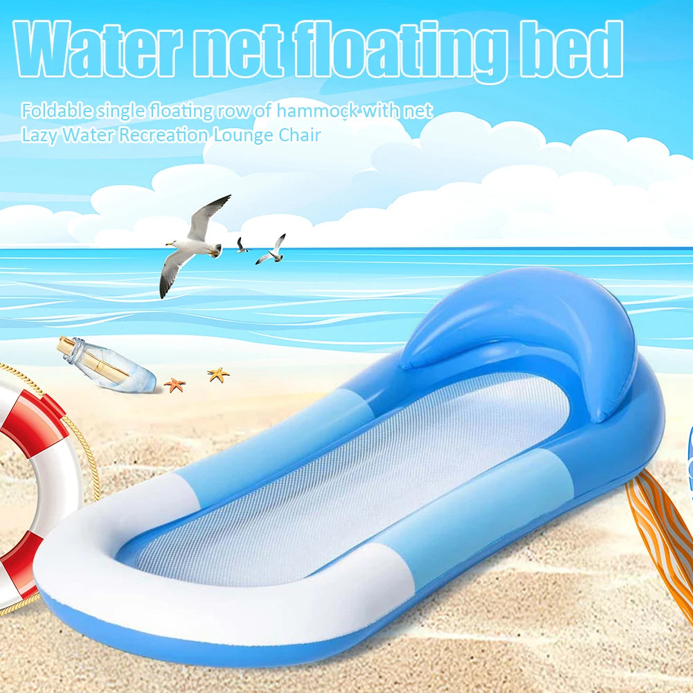 Inflatable Water Hammock Floating Bed Chair Air Mattress Swimming Pool Beach Sleeping Cushion Mesh for Children Adults