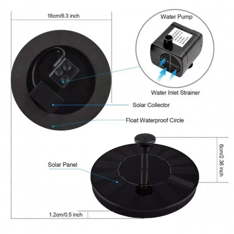 Solar Floating Fountain Floating Solar Fountain Garden Water Fountain Pool Pond Decoration Solar Panel Powered Fountain